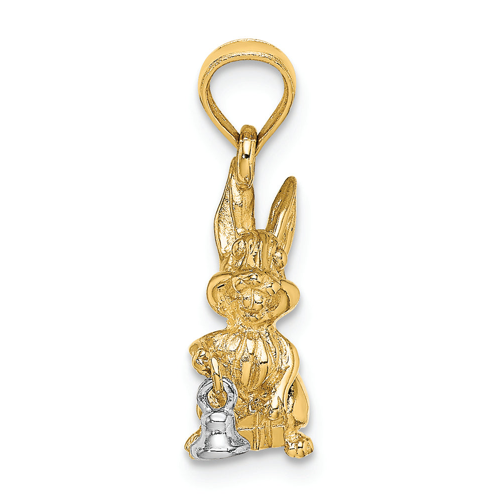 FJC Finejewelers 14k Two-tone Gold 3d Bunny Rabbit Bell Moveable Charm