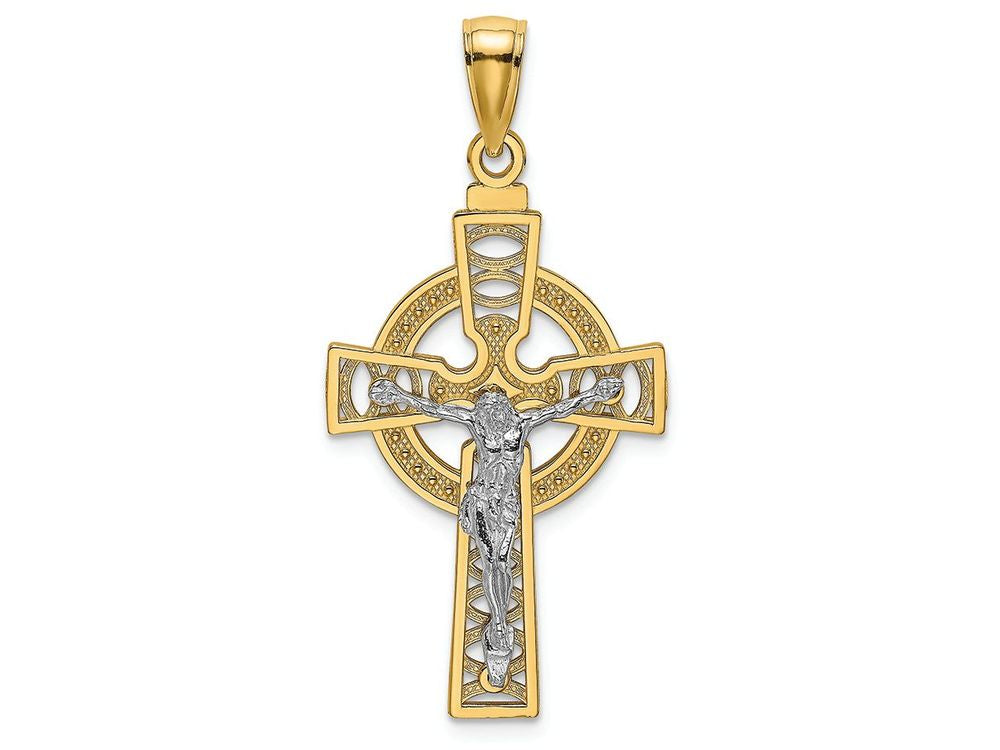 FJC Finejewelers Celtic Crucifix with Eternity Circle White Jesus Charm