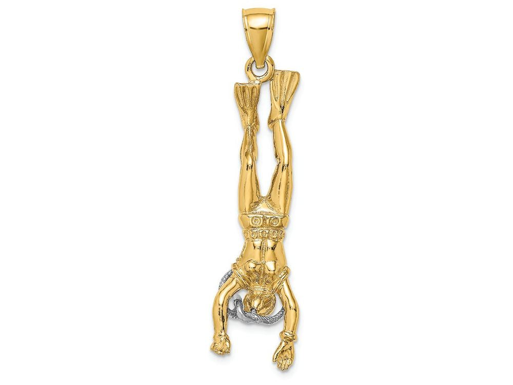FJC Finejewelers 14k Two-tone Gold 3d Female Scuba Divertwo-color - Vertical Charm
