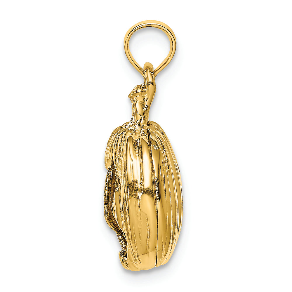 FJC Finejewelers 14k Yellow Gold Tt 3d Pumpkin with Black Cat White Moon - Halloween Charm