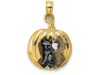 FJC Finejewelers 14k Yellow Gold Tt 3d Pumpkin with Black Cat White Moon - Halloween Charm