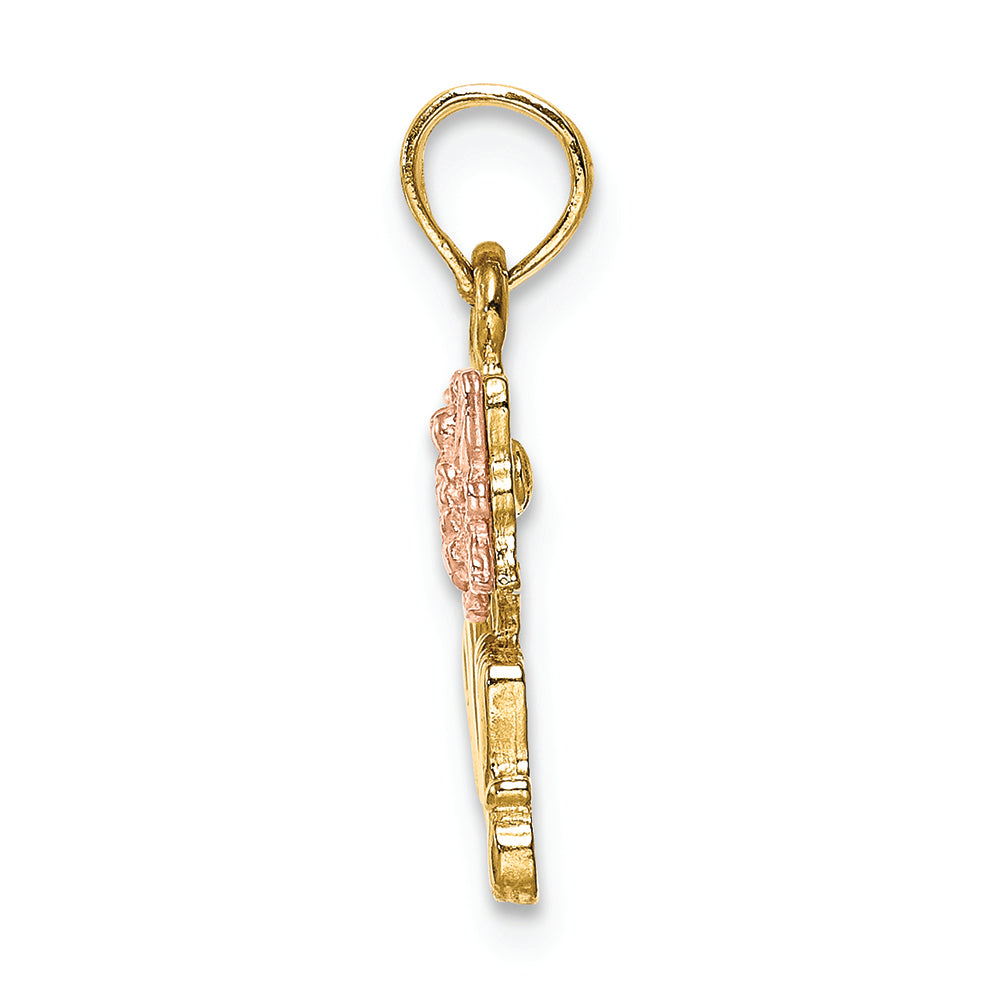 FJC Finejewelers 14k Two-tone Gold Mom with Pink Butterfly Charm
