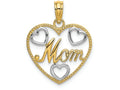 FJC Finejewelers 14k Two-tone Gold Mom In Beaded Heart Hearts Charm