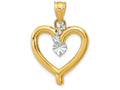 FJC Finejewelers 14k Two-tone Gold Heart Bright Cut Shooting Starburst Charm
