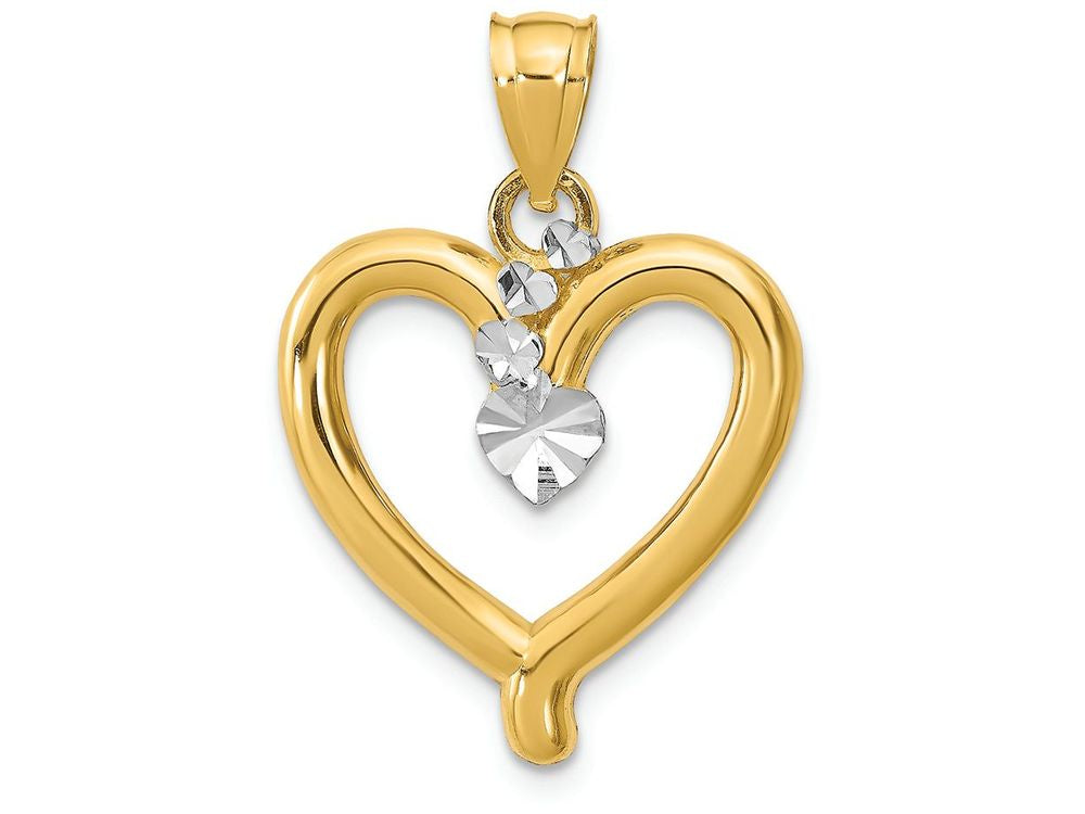 FJC Finejewelers 14k Two-tone Gold Heart Bright Cut Shooting Starburst Charm