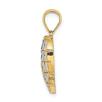 FJC Finejewelers 14k Yellow Gold with with Rhodium Bright Cut Heart Starburst In Grid Center Charm
