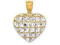 FJC Finejewelers 14k Yellow Gold with with Rhodium Bright Cut Heart Starburst In Grid Center Charm