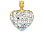 FJC Finejewelers 14k Yellow Gold with with Rhodium Bright Cut Heart Starburst In Grid Center Charm
