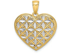 FJC Finejewelers 14k Yellow Gold Tt Heart Bright Cut Leaf In X Grid Charm
