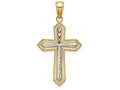 FJC Finejewelers 14k Yellow Gold with with Rhodium Bright Cut Cross Raised Center Charm