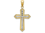 FJC Finejewelers 14k Yellow Gold with with Rhodium Bright Cut Cross Raised Center Charm