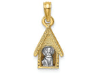 FJC Finejewelers 14k Two-tone Gold 3d Dog Inside Dog Housetwo-color Charm