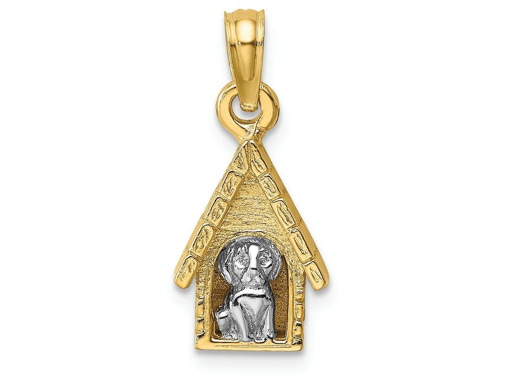 FJC Finejewelers 14k Two-tone Gold 3d Dog Inside Dog Housetwo-color Charm