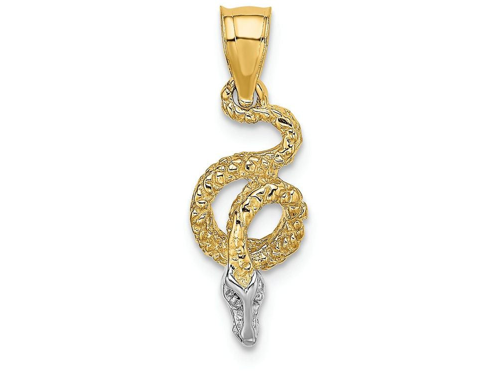FJC Finejewelers 14k Two-tone Gold Coiled Snake Head Charm