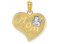 FJC Finejewelers 14k Yellow Gold with with Rhodium Heart with Mom White Angel Charm