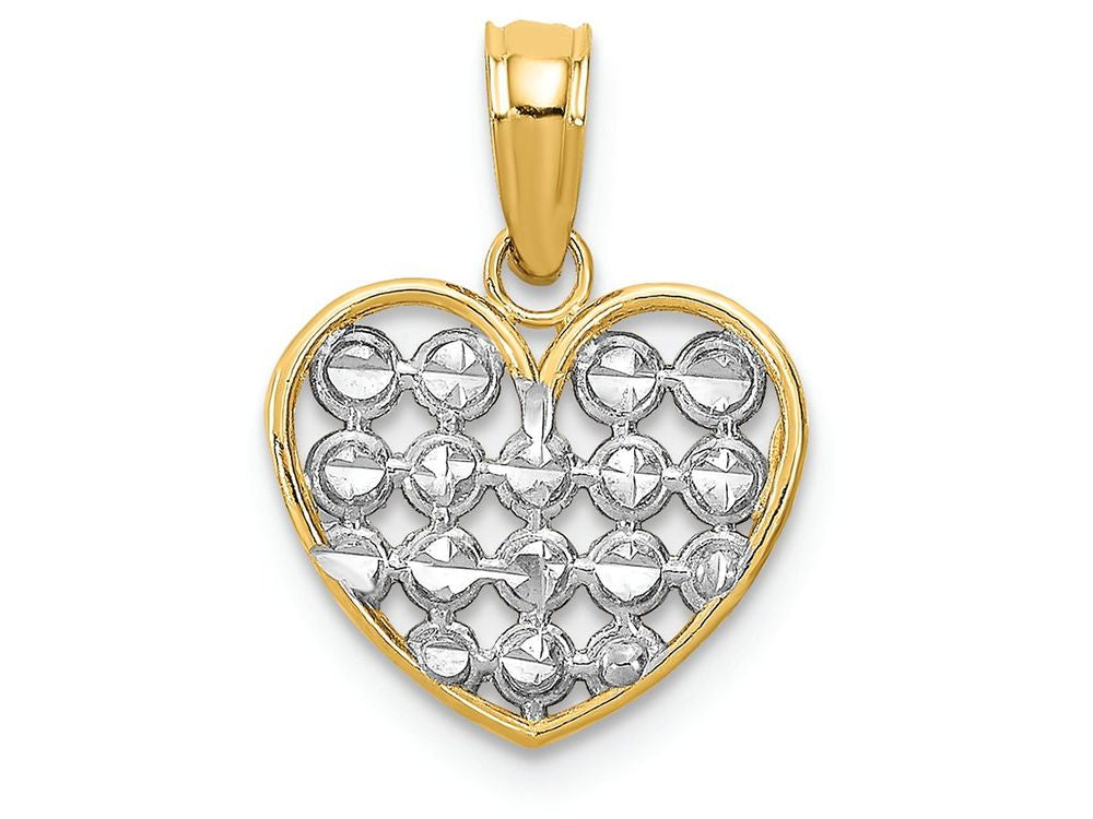 FJC Finejewelers 14k Two-tone Gold Heart Bright Cut Circles Charm
