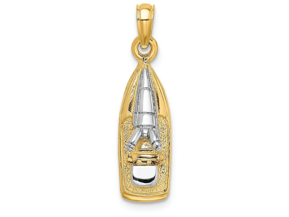 FJC Finejewelers 14k Two-tone Gold 3d Wave Runner Moveable Seat Charm