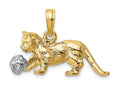 FJC Finejewelers 14k Two-tone Gold 3d Cat Playing with Moveable Ball Of Yarn Charm