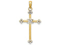 FJC Finejewelers 14k Yellow Gold with with Rhodium Thin Cross Bright Cut "x" Center Edges Charm