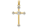 FJC Finejewelers 14k Yellow Gold with with Rhodium Thin Cross Bright Cut "x" Center Edges Charm