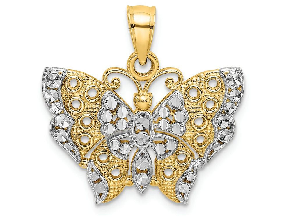 FJC Finejewelers 14k Two-tone Gold Bright Cut Butterfly Edge Cut-out Wings Charm