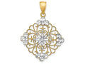 FJC Finejewelers 14k Two-tone Gold Filigree Medallion Bright Cut Starburst Center 3 Circle Edge(set) Charm