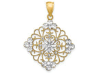 FJC Finejewelers 14k Two-tone Gold Filigree Medallion Bright Cut Starburst Center 3 Circle Edge(set) Charm