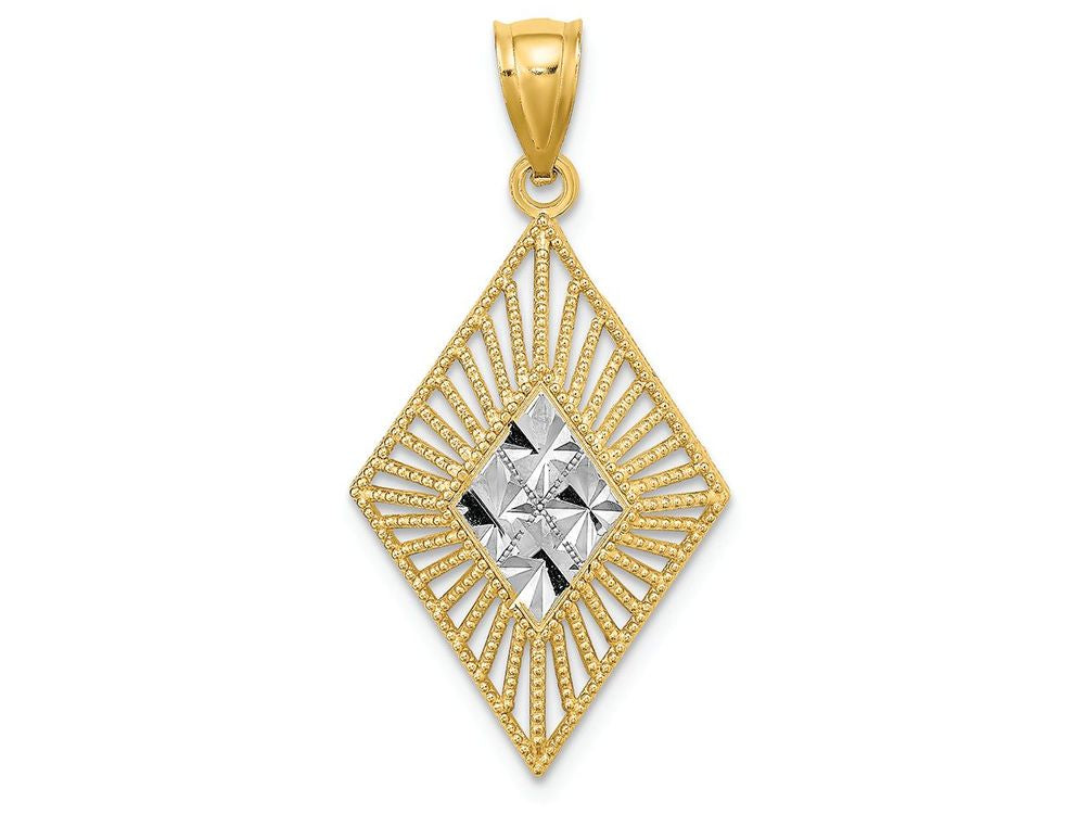 FJC Finejewelers Diamond Shaped Bright Cut White Marquee with Border Charm