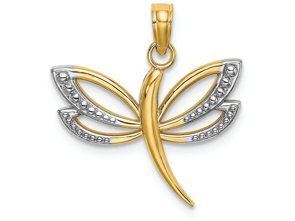 FJC Finejewelers 14k Two-tone Gold Dragonfly with Cut-out Wingstwo-color Textured Charm
