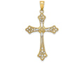 FJC Finejewelers 14k Yellow Gold with with Rhodium Cross Accent Center Edges Bright Cut Charm
