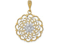 FJC Finejewelers 14k Two-tone Gold Scalloped Wave Center Accents Bright Cut Charm