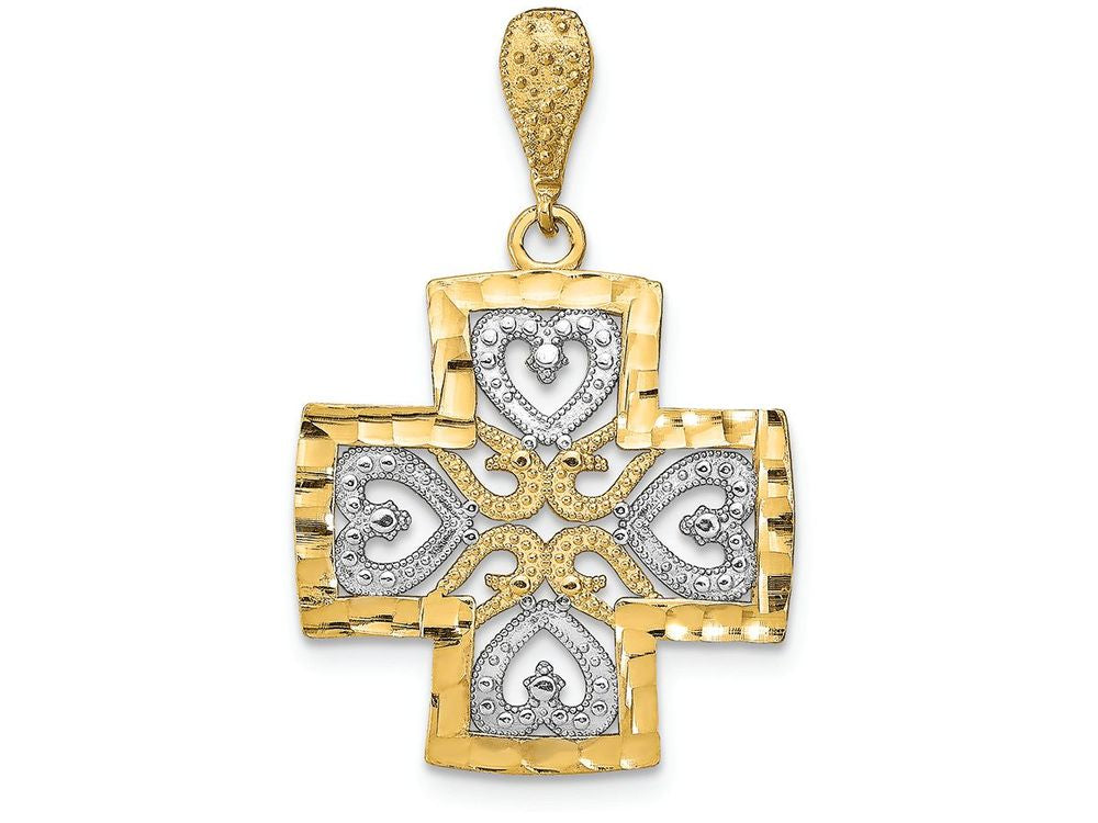 FJC Finejewelers Maltese Cross Hearts Bright Cut Edge Special Bail Charm