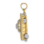 FJC Finejewelers 14k Yellow Gold with with Rhodium 3d Taxi Cab with Moveable Tires Two-color Charm