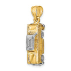 FJC Finejewelers 14k Yellow Gold with with Rhodium 3d Taxi Cab with Moveable Tires Two-color Charm