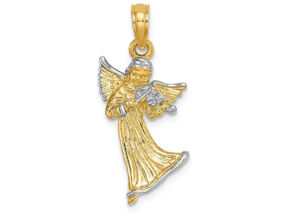 FJC Finejewelers 14k Two-tone Gold 3d Angel Playing Violin Christmas Charm