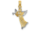 FJC Finejewelers 14k Two-tone Gold 3d Angel Playing Trumpet Christmas Charm