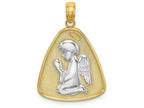 FJC Finejewelers 14k Yellow Gold Tt Angel Praying with Halo On Triangle Disctwo-color Charm