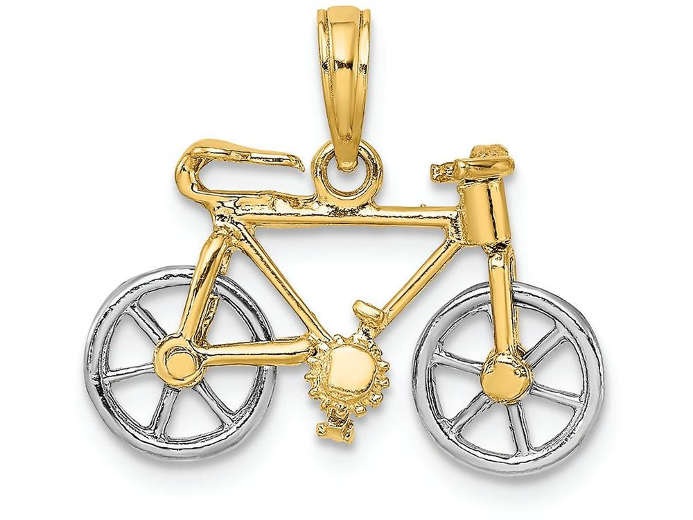 FJC Finejewelers 14k Two-tone Gold 3d Bicycle Moveable Tires Charm