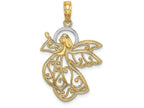 FJC Finejewelers 14k Yellow Gold with with Rhodium Flying Angel Halotwo-color Charm