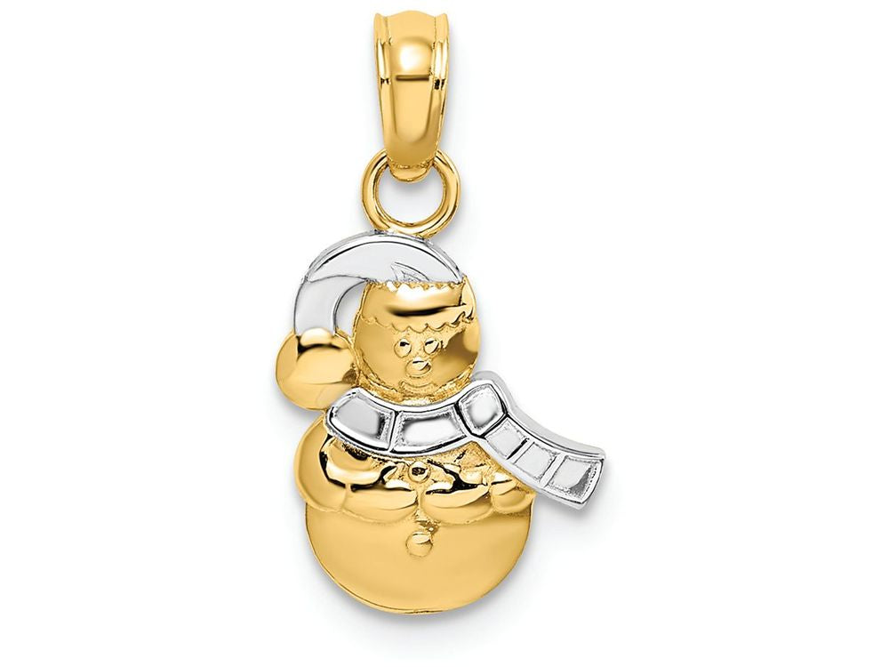 FJC Finejewelers 14k Yellow Gold with with Rhodium Snowman Scarf Hat Charm