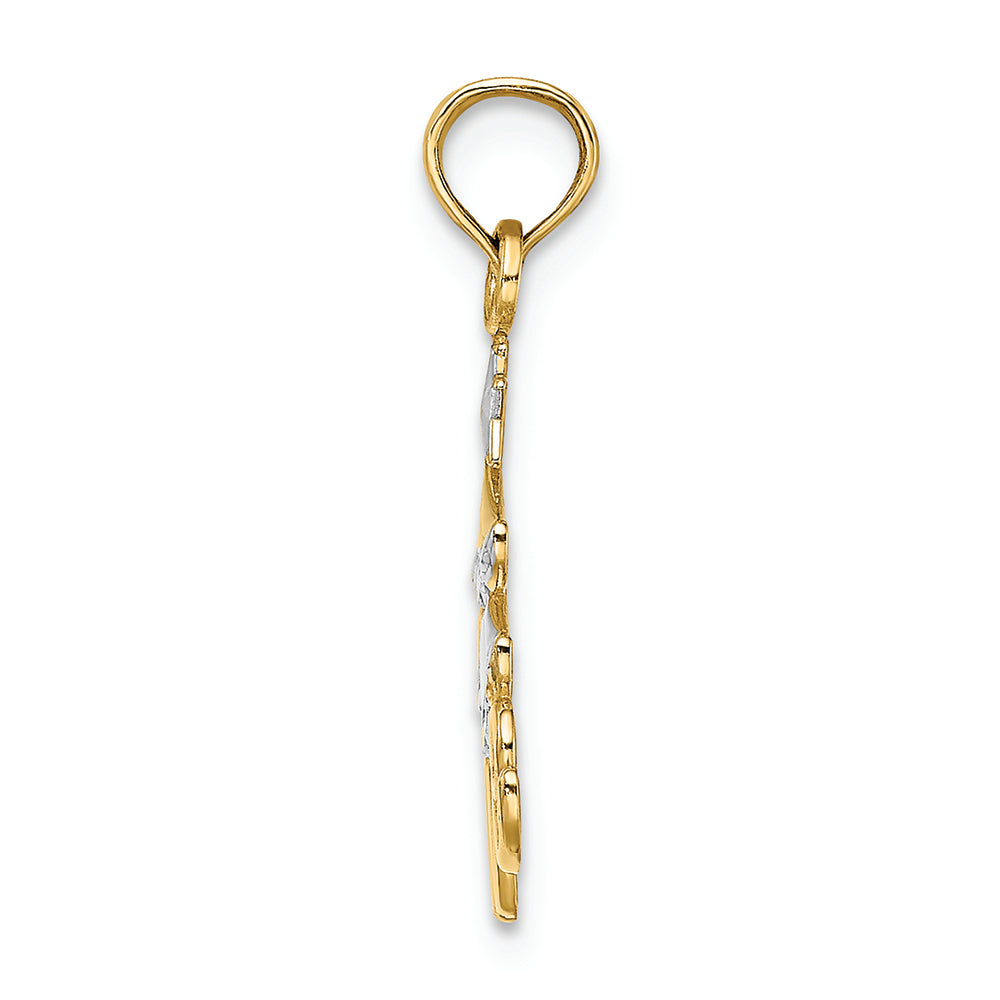 FJC Finejewelers 14k Two-tone Gold Christmas Tree with Lovetwo-color Charm