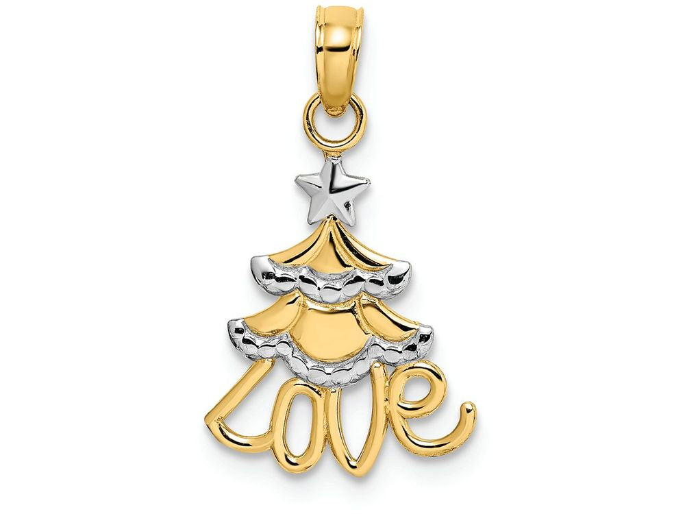 FJC Finejewelers 14k Two-tone Gold Christmas Tree with Lovetwo-color Charm