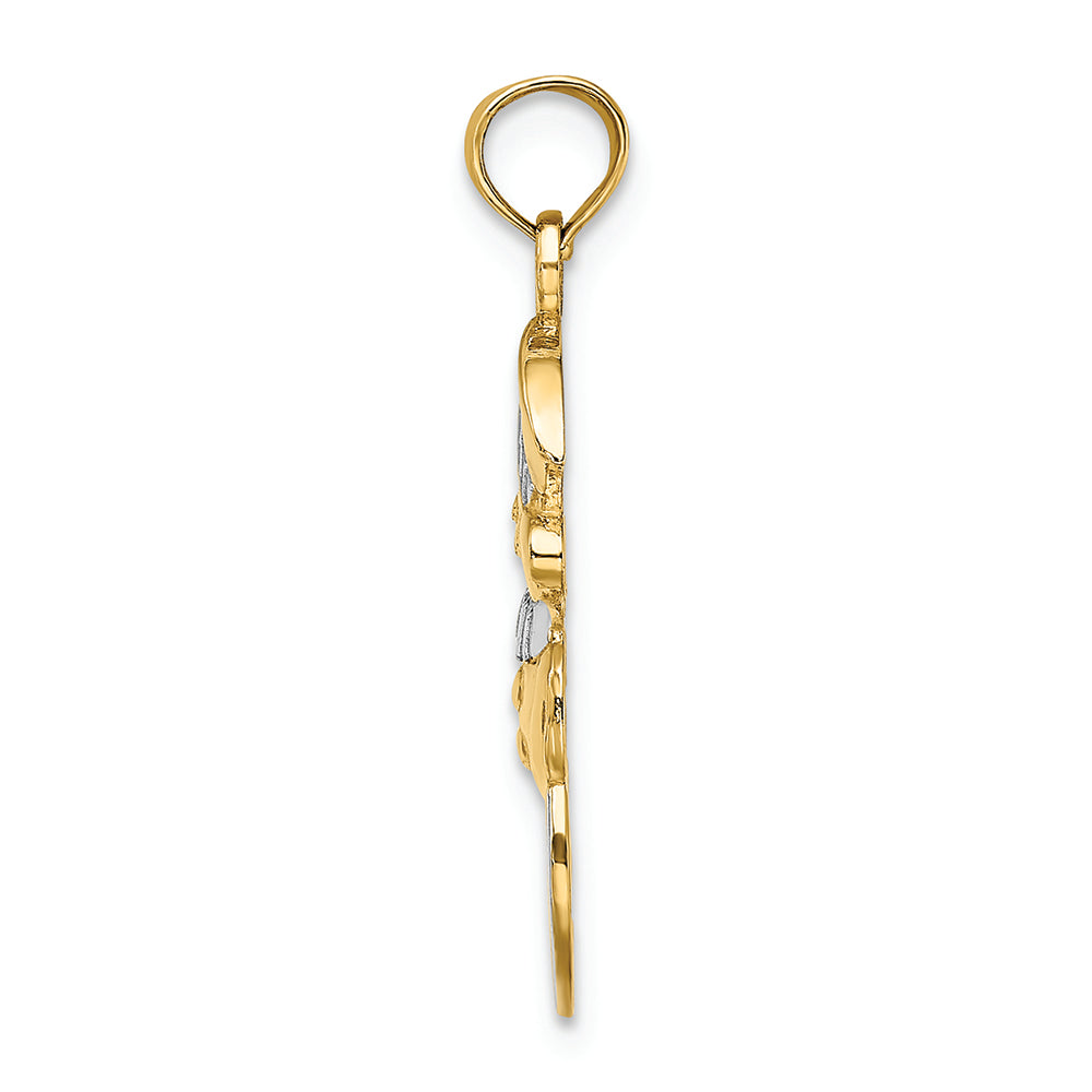 FJC Finejewelers 14k Yellow Gold with with Rhodium Snowman with Joytwo-color Charm