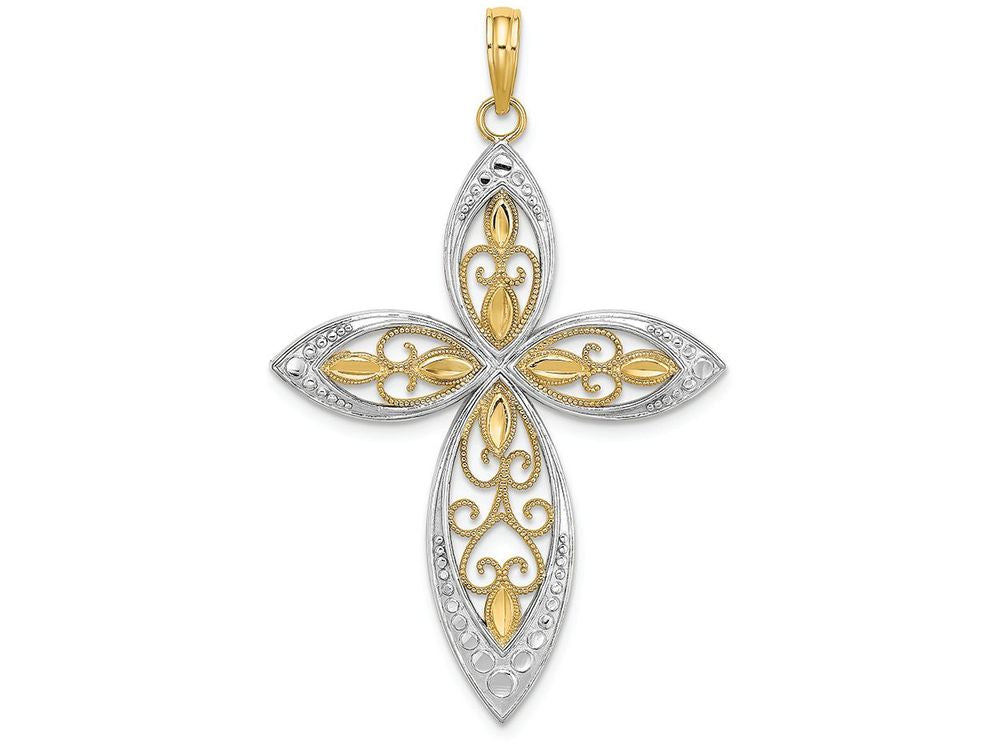 FJC Finejewelers 14k Yellow Gold Tt Figure 8 White Beaded Tip Yellow Beaded Filigree Center Charm