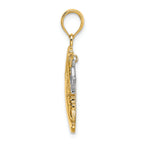 FJC Finejewelers 14k Two-tone Gold Half Moon with Dangling White Startwo-color Moveable Charm