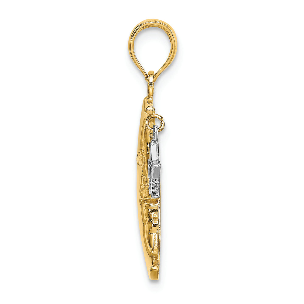 FJC Finejewelers 14k Two-tone Gold Half Moon with Dangling White Startwo-color Moveable Charm
