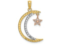 FJC Finejewelers 14k Two-tone Gold Bright Cut Moon with Star Dangling From Toptri-color Charm