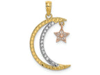 FJC Finejewelers 14k Two-tone Gold Bright Cut Moon with Star Dangling From Toptri-color Charm