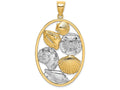 FJC Finejewelers 14k Two-tone Gold Shell Cluster In Oval Frametwo-color Charm