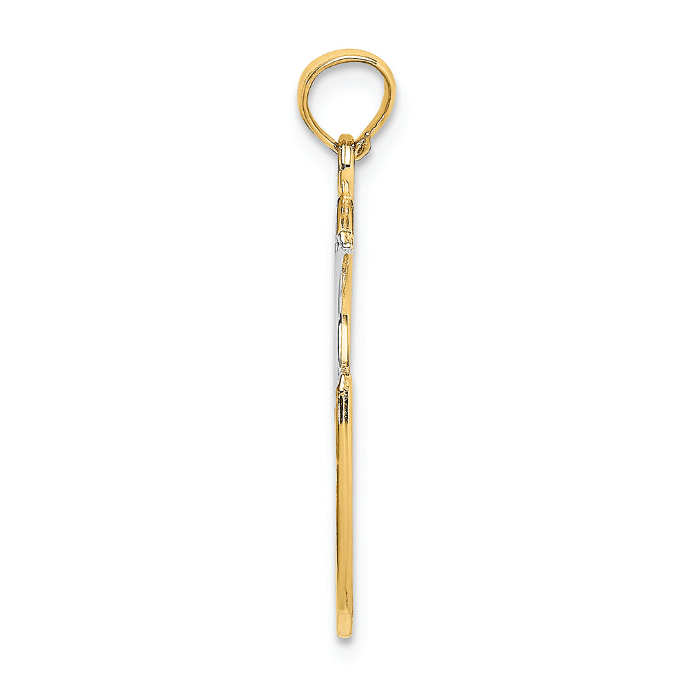 FJC Finejewelers 14k Two-tone Gold Wish Dream Believe with White Moon Stars Charm
